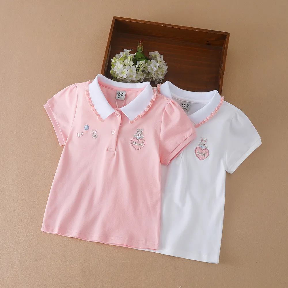 Polos 3-12 ans filles Polo été enfants à manches courtes T-shirts enfants col rabattu vêtements bébé couverture en coton 230629