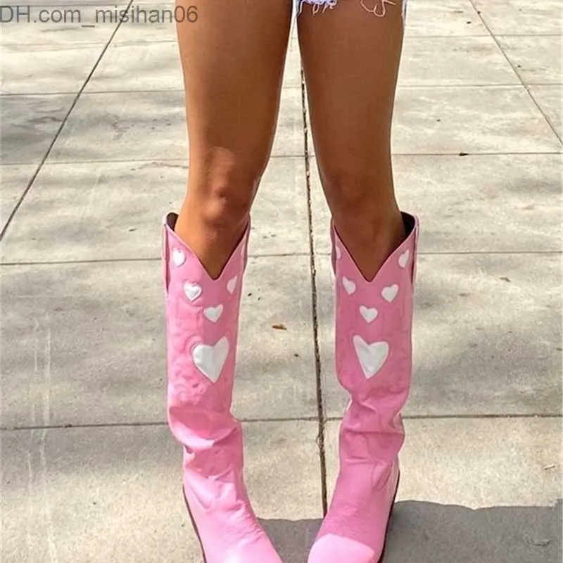 Boots Boots AOSPHIRAYLIAN Retro Cowboy Heart Shape Winter For Women Women's Autumn Knee High Western Shoes 220902 Z230630