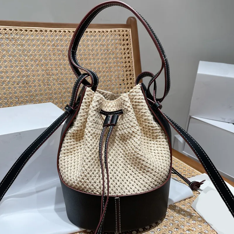 Bolsa Balde Bolsa Palha Alça Superior Saco de Praia com Cordão Bolsas de Compras Sacos de Compras Sacolas Femininas Bolsas de Ombro Transversais Mini-bolsas Bolsas de Couro Bottom Raffigrass