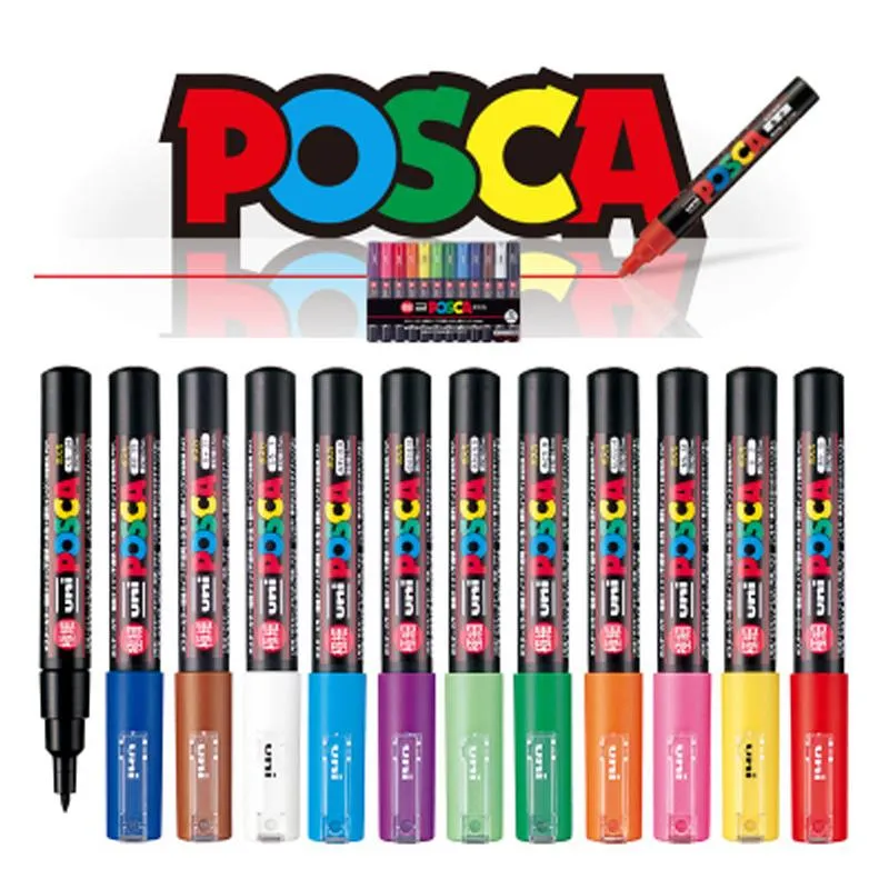 Markers Uni Posca Marker Pen Set Pop Advertising Poster Graffiti Note Pen Color Gloss Multicolor Pen PC1M PC3M PC5M