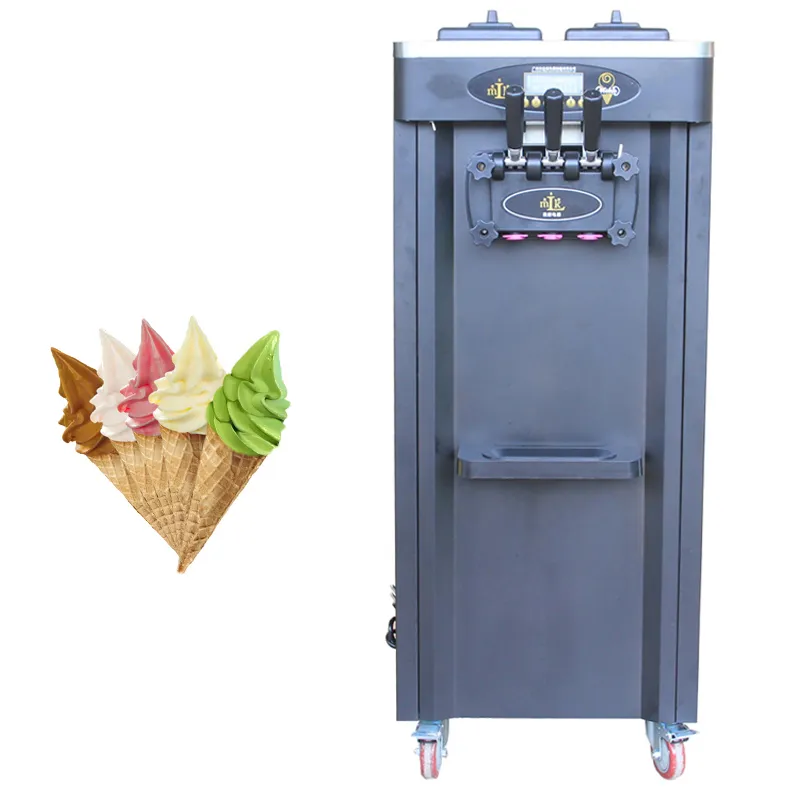LINBOSS Machine à crème glacée molle commerciale Double compresseur vertical en acier inoxydable à 3 saveurs