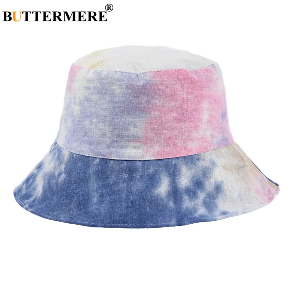 BUTTERMERE Tie Dye Bucket Hat Двусторонний Реверсивный Весна Лето Женская Рыболовная Шляпа Кепка Винтаж Широкие Поля Женская Флоппи Кепка