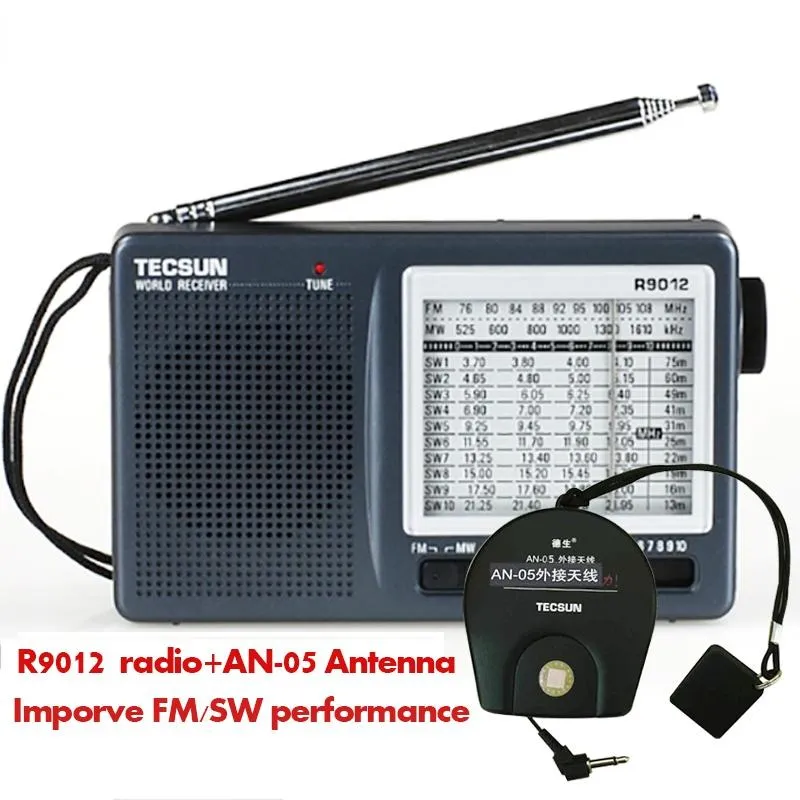 Radio R9012 Am/fm/sw Ricevitore portatile radio a onde corte ad alta sensibilità a 12 bande con antenna esterna An05 Radio multibanda