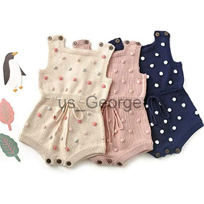 Ensembles de vêtements enfants bébé fille pompons en tricot barboteuse sans manches bébé fille vêtements en tricot J230630