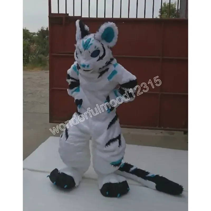 Mascotte à fourrure Costume de chien Husky blanc Jeu de rôle Costumes de mascotte Carnaval Hallowen Cadeaux Unisexe Adultes Fantaisie Jeux de fête Tenue de vacances Tenue de publicité en plein air