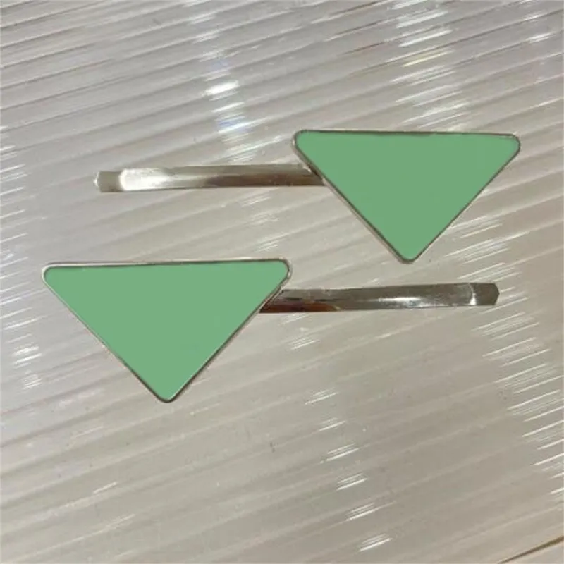 Enamel designer hair clip triangular small hairpin barrettes lucky cool designer hairclip jewelry woman classical famous plated silver ZB046