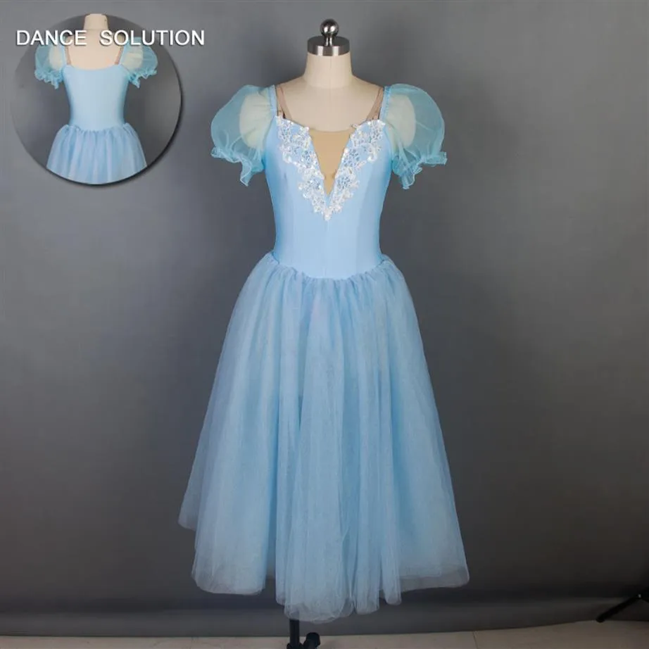 Bühnenkleidung Ankunft des himmelblauen langen romantischen Ballett-Tanz-Tutu-Mädchen-Performance-Tanzkleides 19024241a