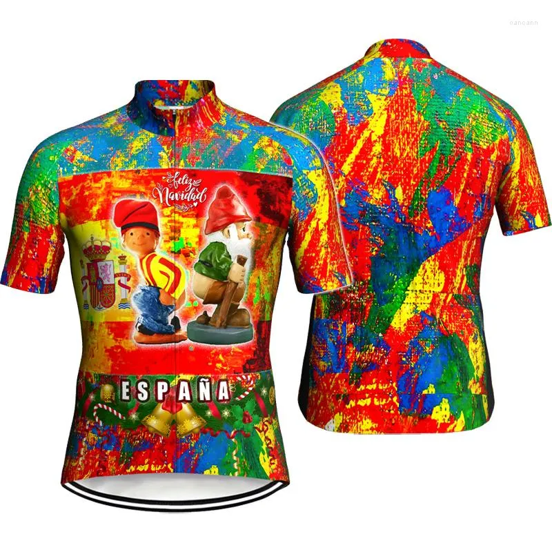 Racingjackor Spanien Kort ärm Cykeltröja Jersey Bike Team Brand Sports Road Sweater Downhill Wear Antislip Bicycle Tight Uniform Shirt