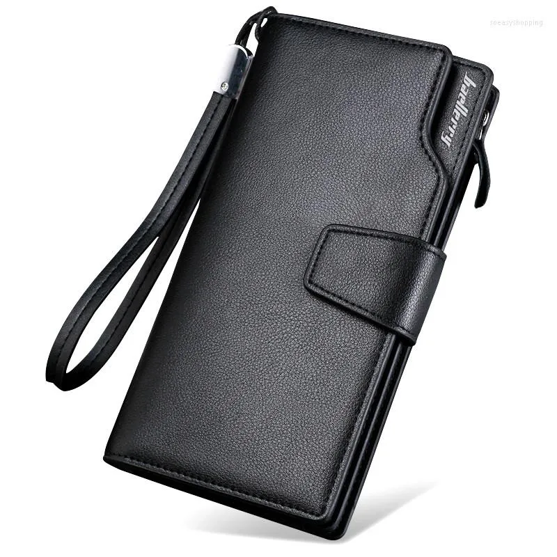 Portefeuilles Hommes Long Purse Wallet Male Clutch PU Leather Zippers Business Coin Cartera