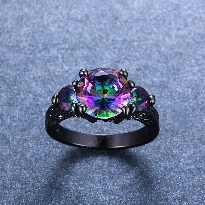 Mode Ringen Voor Vrouwen Punk Kleurrijke Zirkoon Zwarte Kleur Mannen Ring Halloween Geschenken Groothandel Retro Sieraden