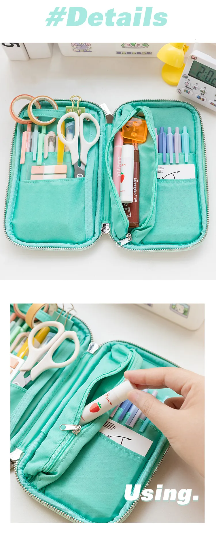 Wholesale Kokuyo Corduroy Lilac Pencil Case Flat Open Multi