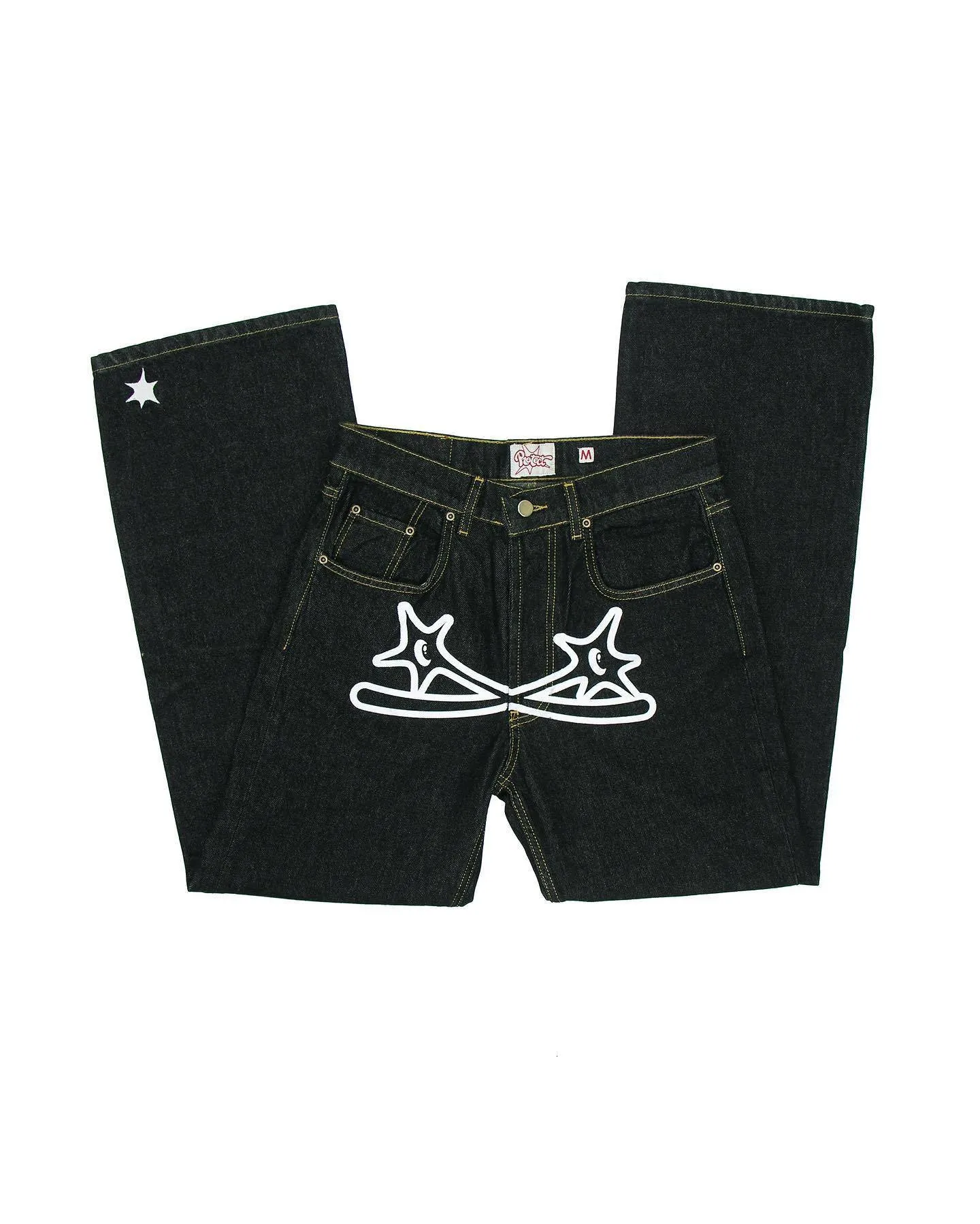 Jeans Masculinos Cyber Y2k Homens Moda Moda Negra Streetwear Letra De Hip  Hop Estrela De Calça Jeans Baixa Calça Jeans Alt Alt Alt Calças De Jeans  Z0225 De $117,27