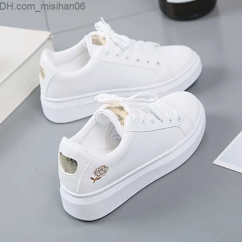 Dress Shoes Dress Shoes Women Casual Spring Fashion Embroidered White Sneakers Breathable Flower LaceUp 230412 Z230630