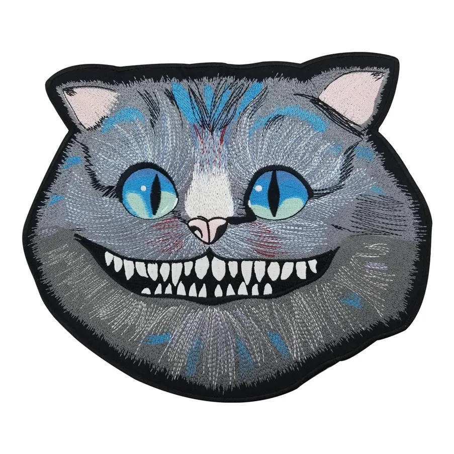 Cheshire Cat Large Embroidered Patch Iron On Big Size for Full Back of Jacket Rider Biker Patch 270G