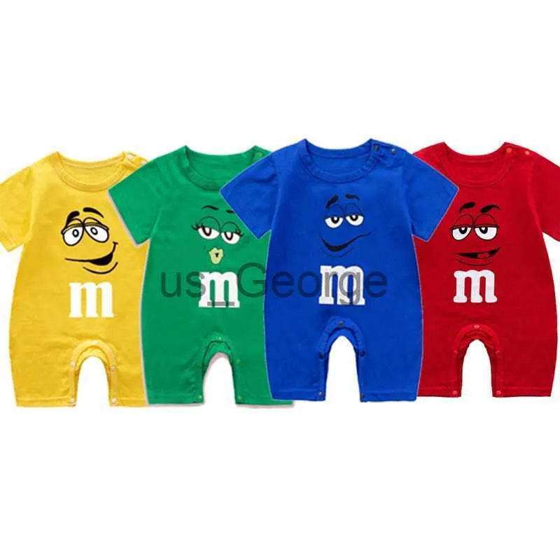 Ensembles de vêtements 3 6 9 mois nouveau-né bébé vêtements été à manches courtes Infantil barboteuse pur coton bébé filles Onesie imprimer M haricot dessin animé combinaison J230630