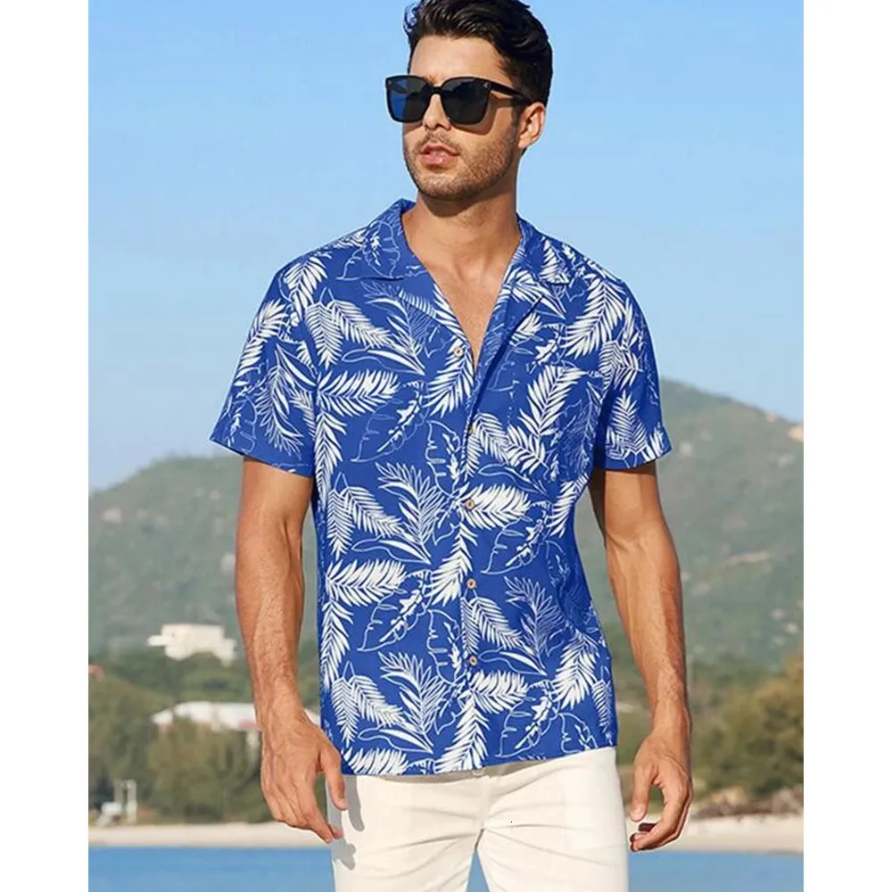 Polos Masculinos Camisas Havaianas Para Homens Tops de Manga Curta Roupas Gráficos de Penas Vestuário de Praia Roupas de Férias Grandes Camisas Masculinas Moda 230630