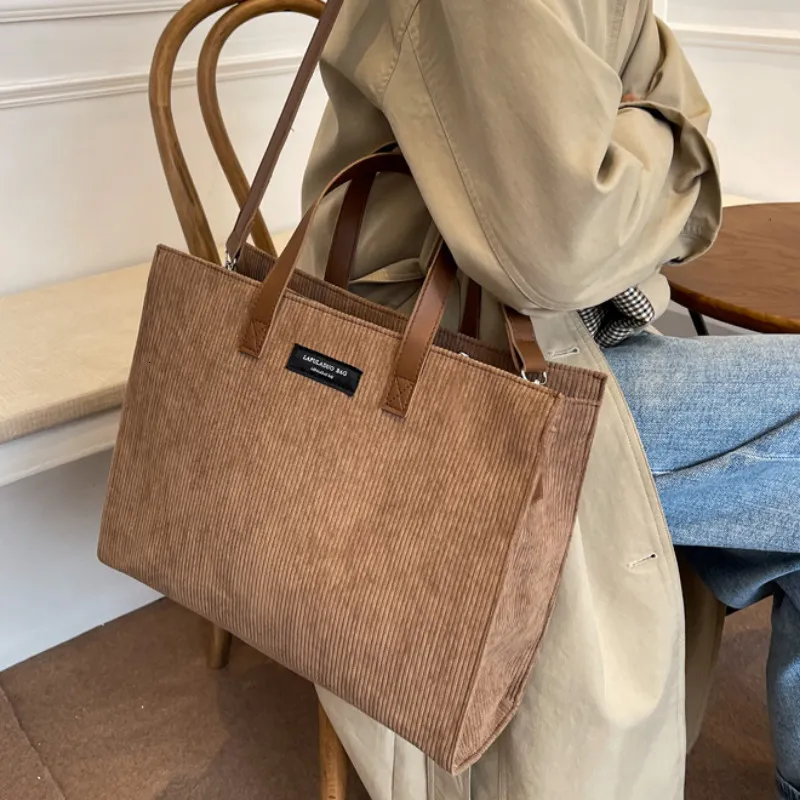 Sacs de soirée décontracté fourre-tout doux velours côtelé sacoche épaule pour femmes dames femme grand bureau sacs à main sac à provisions 230630