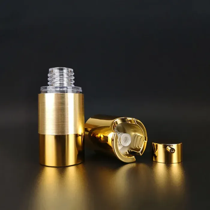 15ml 30ml 50ml 80ml 100ml Airless plastic pump bottle hot stamp gold cream container  oil sub-bottle