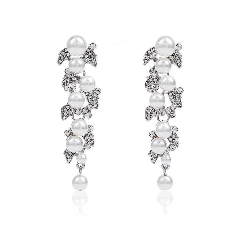 Boucles d'oreilles exagérées de charme perle accessoires de mariée de mode long alliage galvanoplastie 230630