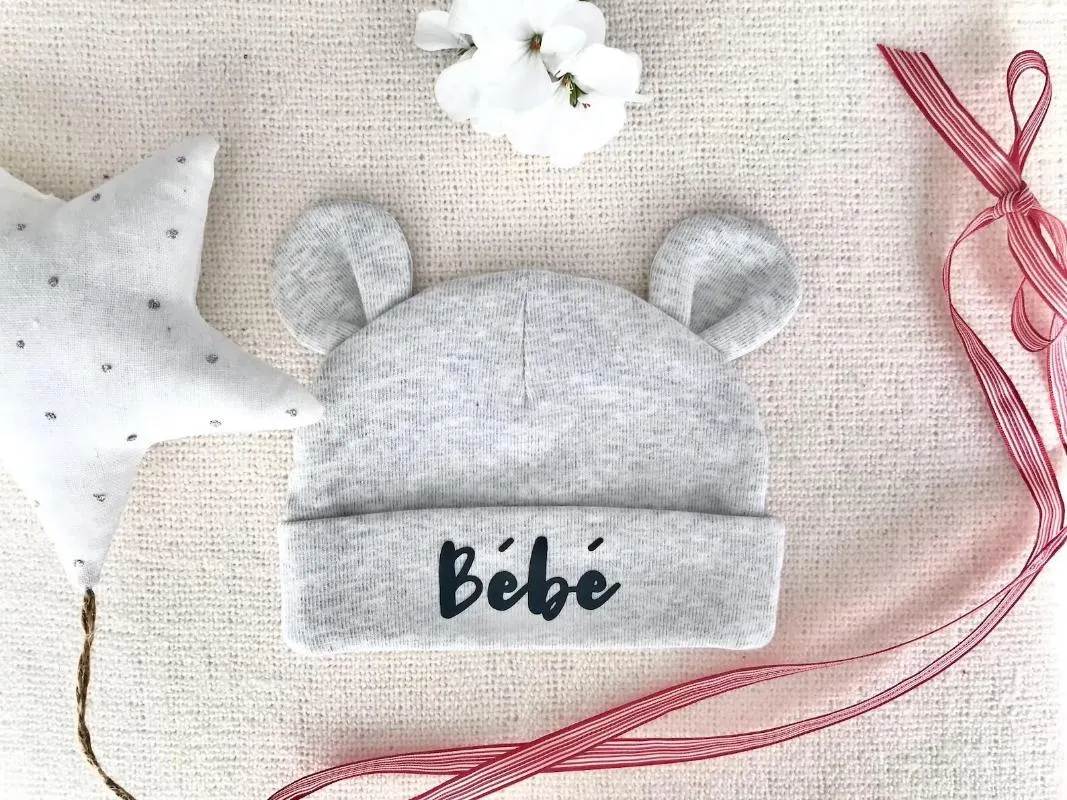 Bérets Custom Baby Rose Bear Orees Hattes de bonnet chapeau personnalisé avec nom Coton Soft Infant Girl