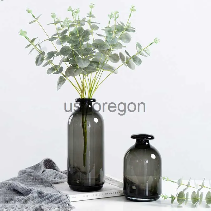 Vases Glass Vases for Flower Arrangement Nordic Home Decoration Accessories Black Flower Terrarium Living Room Decor Transparent Vases x0630