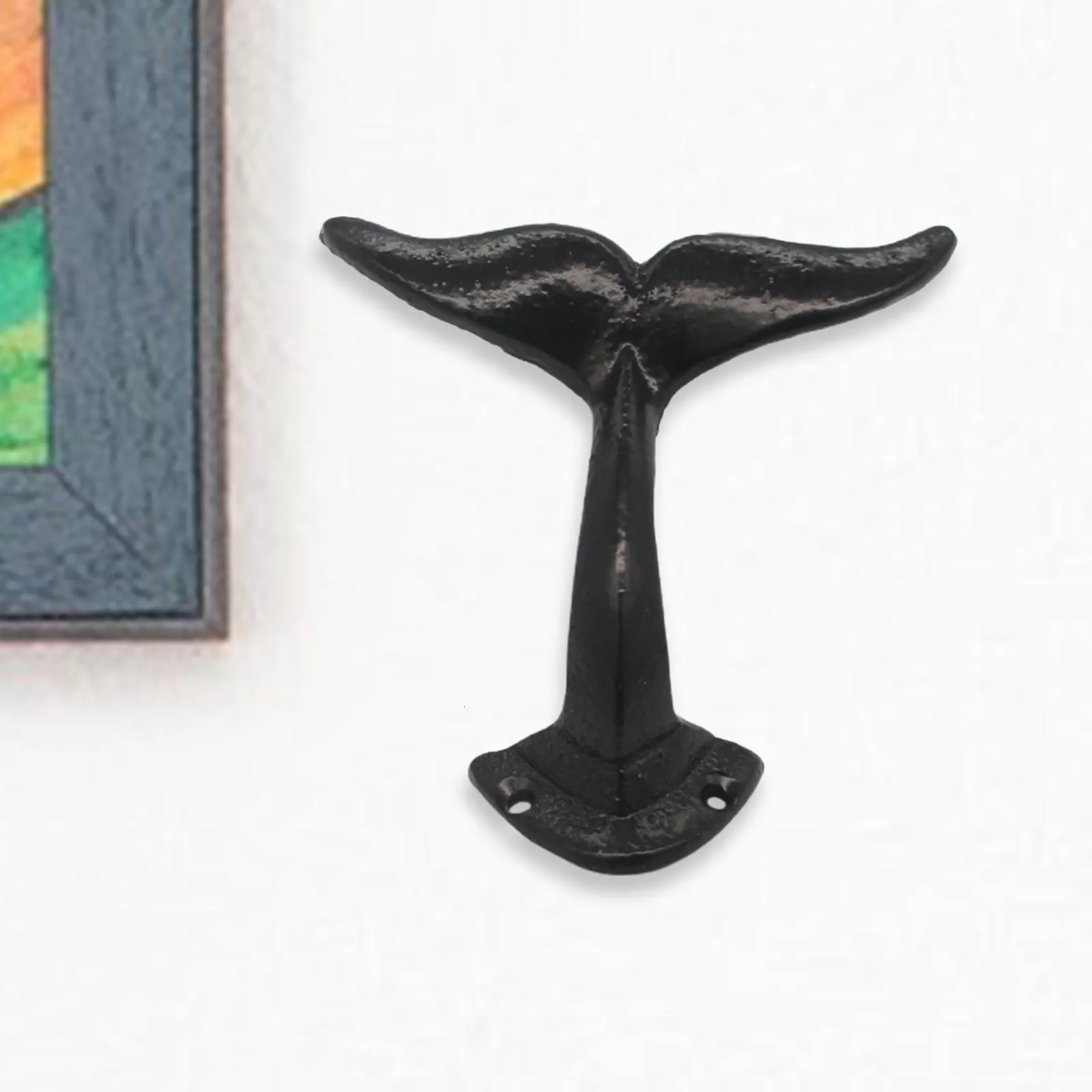 Cast Iron Whale Tail Wall Hook For Vintage Metal Bathroom Shelf