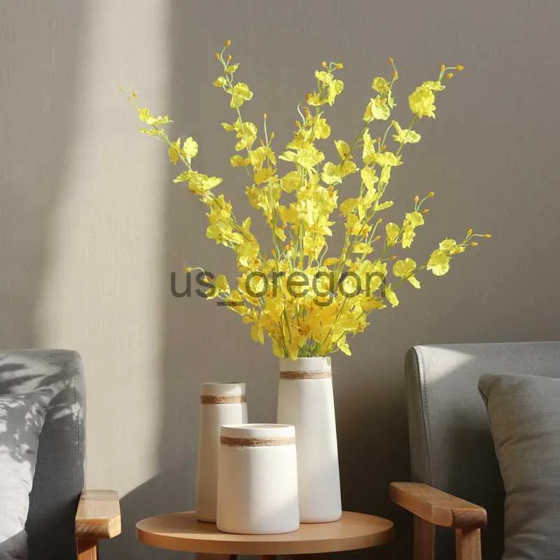 花瓶ホワイト花瓶麻ロープセラミックアートフラワーアレンジ花瓶シンプルなモダンリビングルームホームクリエイティブデコレーションx0630