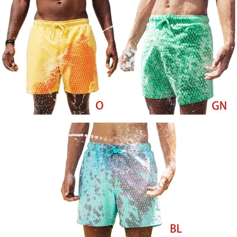 Costumi da bagno da uomo Uomo Costume da bagno magico che cambia colore Costume da bagno Scolorimento dell'acqua Surf Beach Board Pantaloncini scozzesi a rombo Pantaloni sportivi Quick Dry 230630