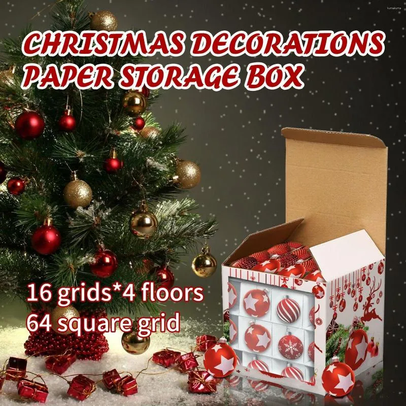 Geschenkverpakking Party Dozen 64 Compartiment Opvouwbare Organizer Kerstbal Opbergdoos Kerstboom Decoraties Kerstballen