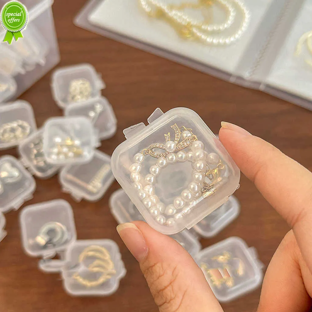Nuove scatole trasparenti da 20 pezzi Scatola di plastica trasparente quadrata Custodia per gioielli Custodia per gioielli artigianale fai-da-te Scatola di immagazzinaggio per imballaggio contenitore