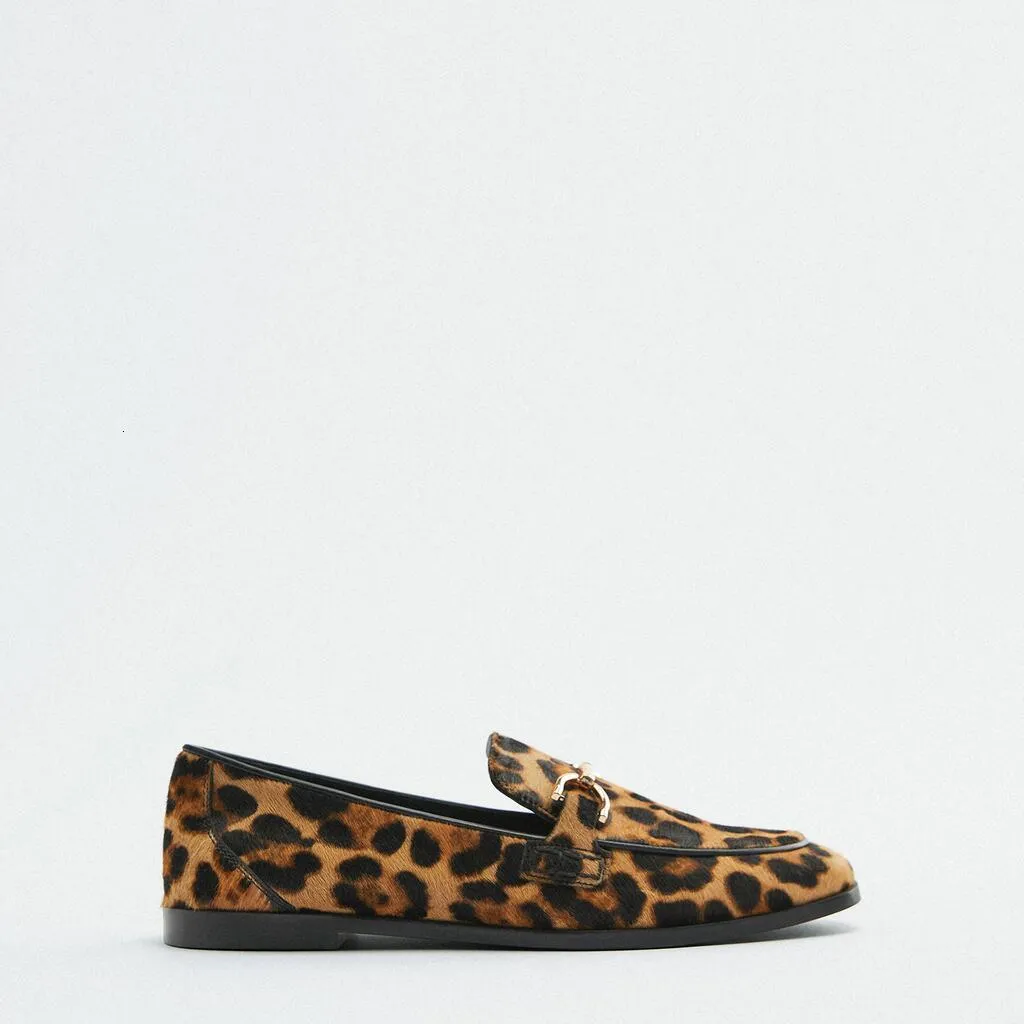 Leopard print loafers womens shoes 2025