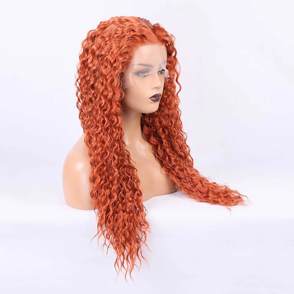 Nxy Orange Ginger Synthetic Lace Wigs for Black Women Kinky Curly Wig Lace Front Wig High Temperature Fiber Cosplay Wigs Daily Used 230524