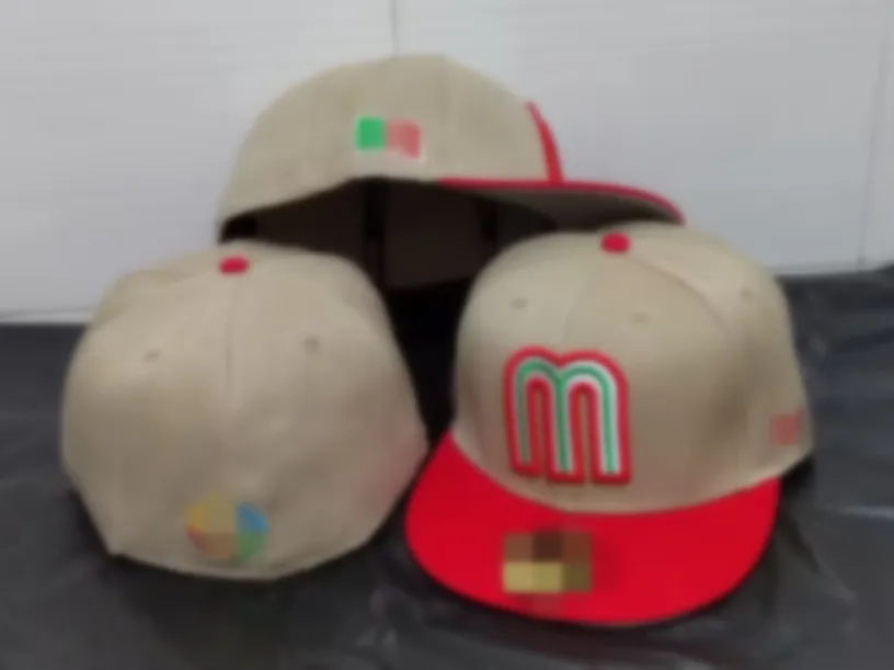 Nuovo design Messico Cappellini aderenti Lettera M Cappelli taglia Hip Hop Cappellini da baseball Visiera piatta per adulti Per uomo Donna Completamente chiuso hh-6.30