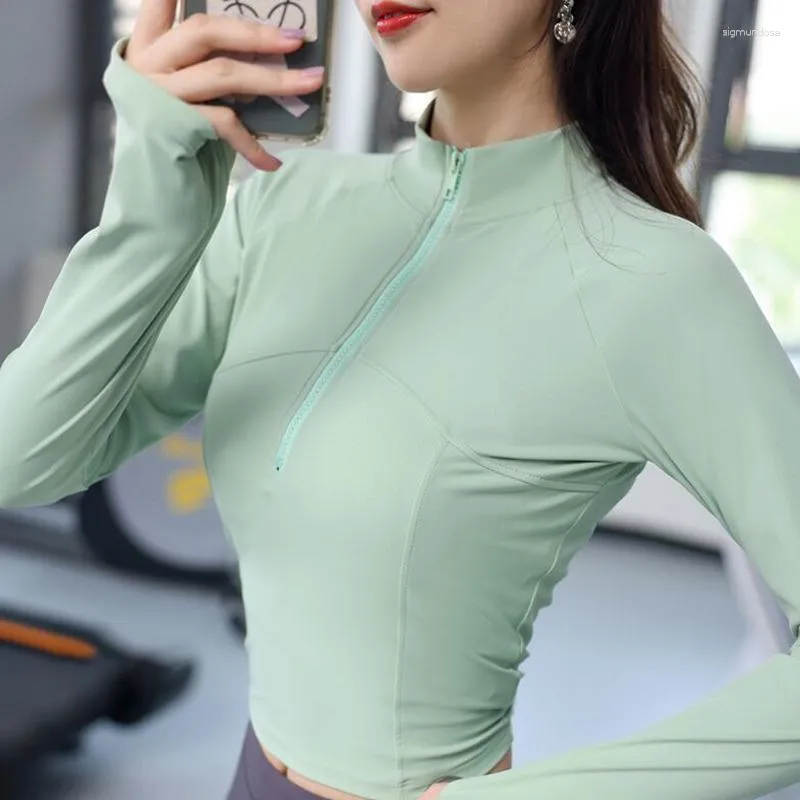 Actieve Shirts Naadloze Yoga Lange Mouwen Dames Ademende Sneldrogende Sport Tops Strakke Workout Gym Sport T-Shirts