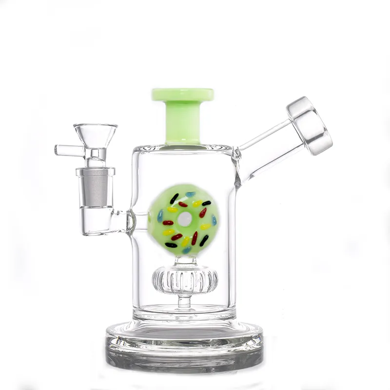 1 Stück Shisha Glasbong 6,5 Zoll schwere Dicke Donut Design Becher Bong Matrix Perc Filter Recycler Rauchen Wasserpfeifen Dab Rig mit allem Rauchzubehör