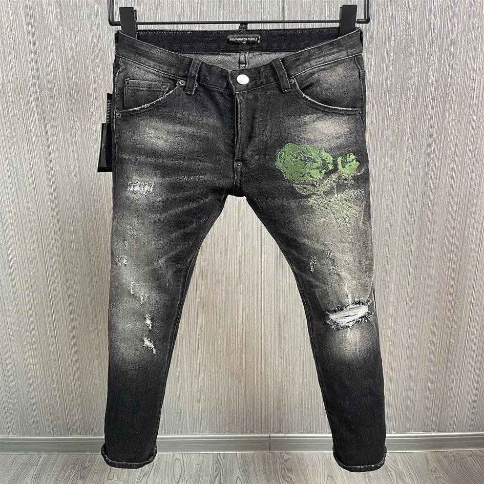 DSQ PHANTOM TURTLE Jeans Men Jeans Mens Luxury DesignerJeans Skinny Ripped Cool Guy Causal Hole Denim Fashion Brand Fit Jean Man W229I