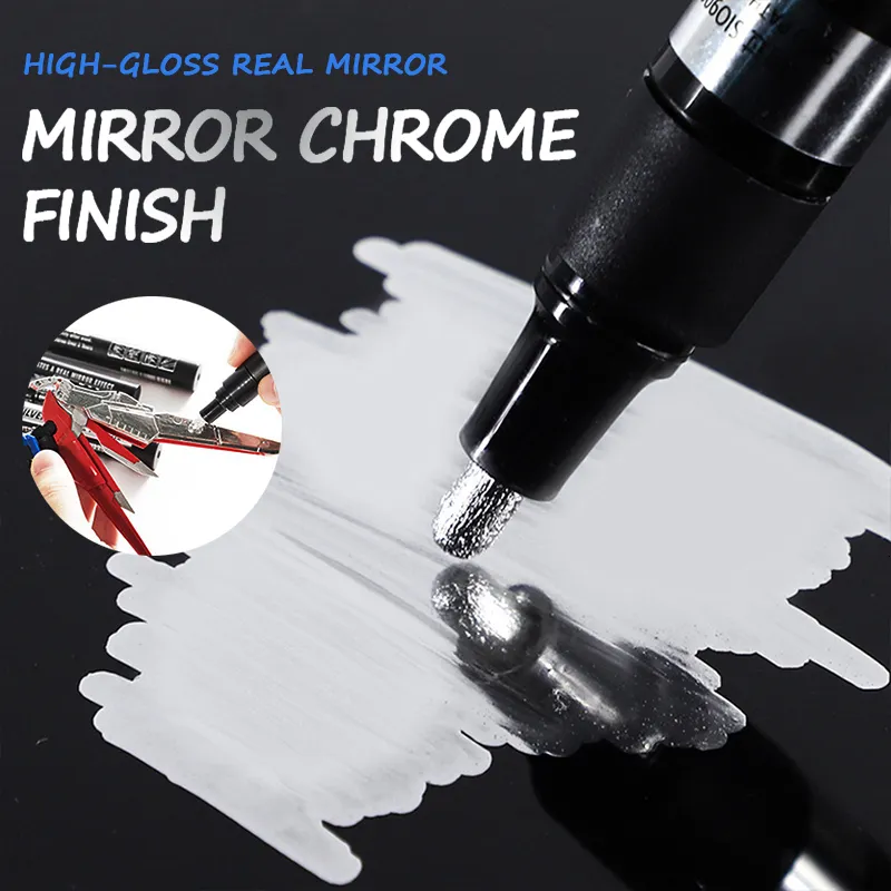 Markers Mirror Silver Paint Pen Chrome Marker Metall Vattentät DIY Liquid Signature Model Highgloss Electropating 230630