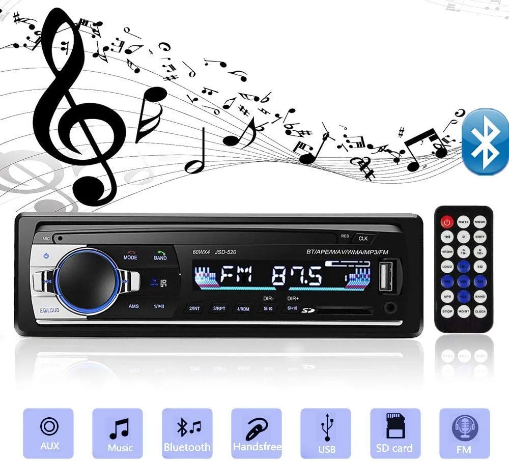 Bluetooth Car stereo, 4x60W audio audio FM Auto Mp3 odtwarzacz USB/SD/Aux Hand