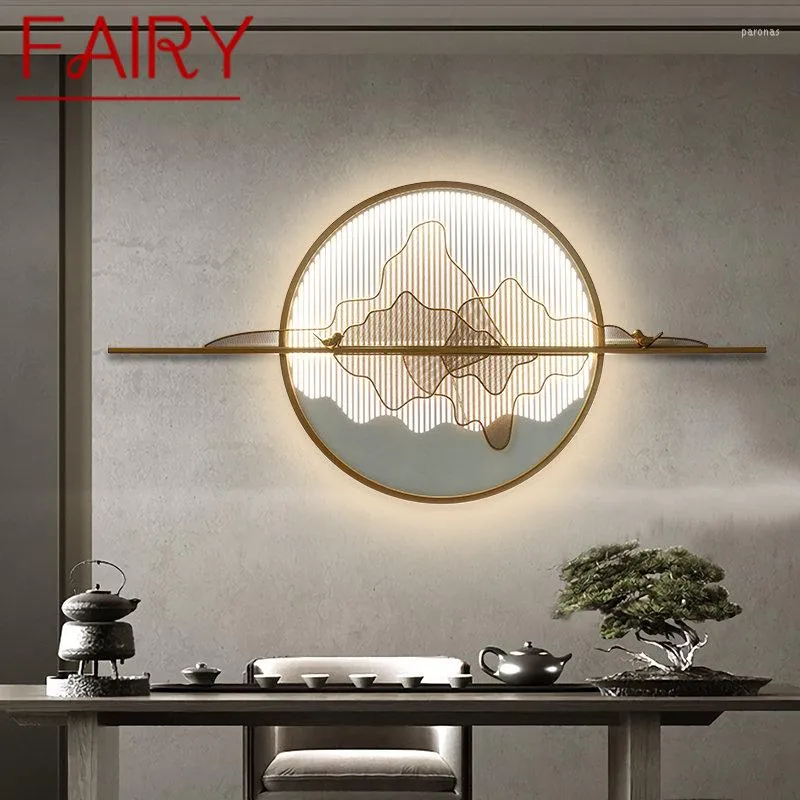 Vägglampa fairy modern bild fixtur led 3 färger kinesisk stil interiör landskap sconce lätt dekor för levande sovrum