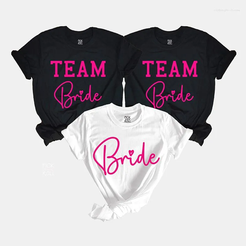 Damen T-Shirts Team Bride Squad 2023 Baumwolle Hohe Qualität Schwarz Junggesellinnenabschied Party O Hals Mädchen Hochzeit Ästhetische Kleidung