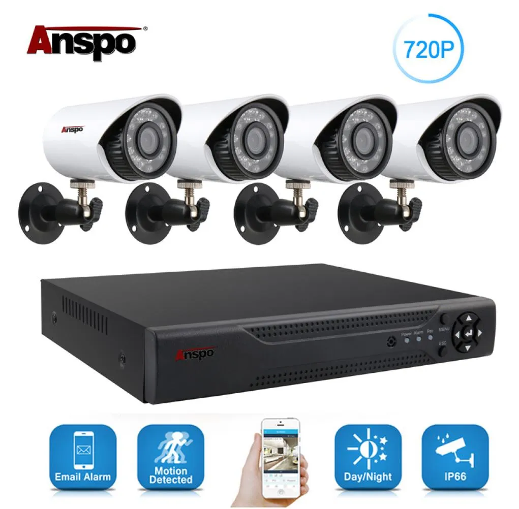 Anspo 4CH AHD DVR Home Security Camera System Kit Waterproof
