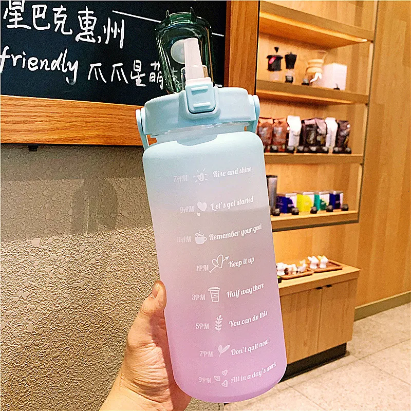 2L Large Capacity Water Bottle Straw Cup High Temperature Plastic
