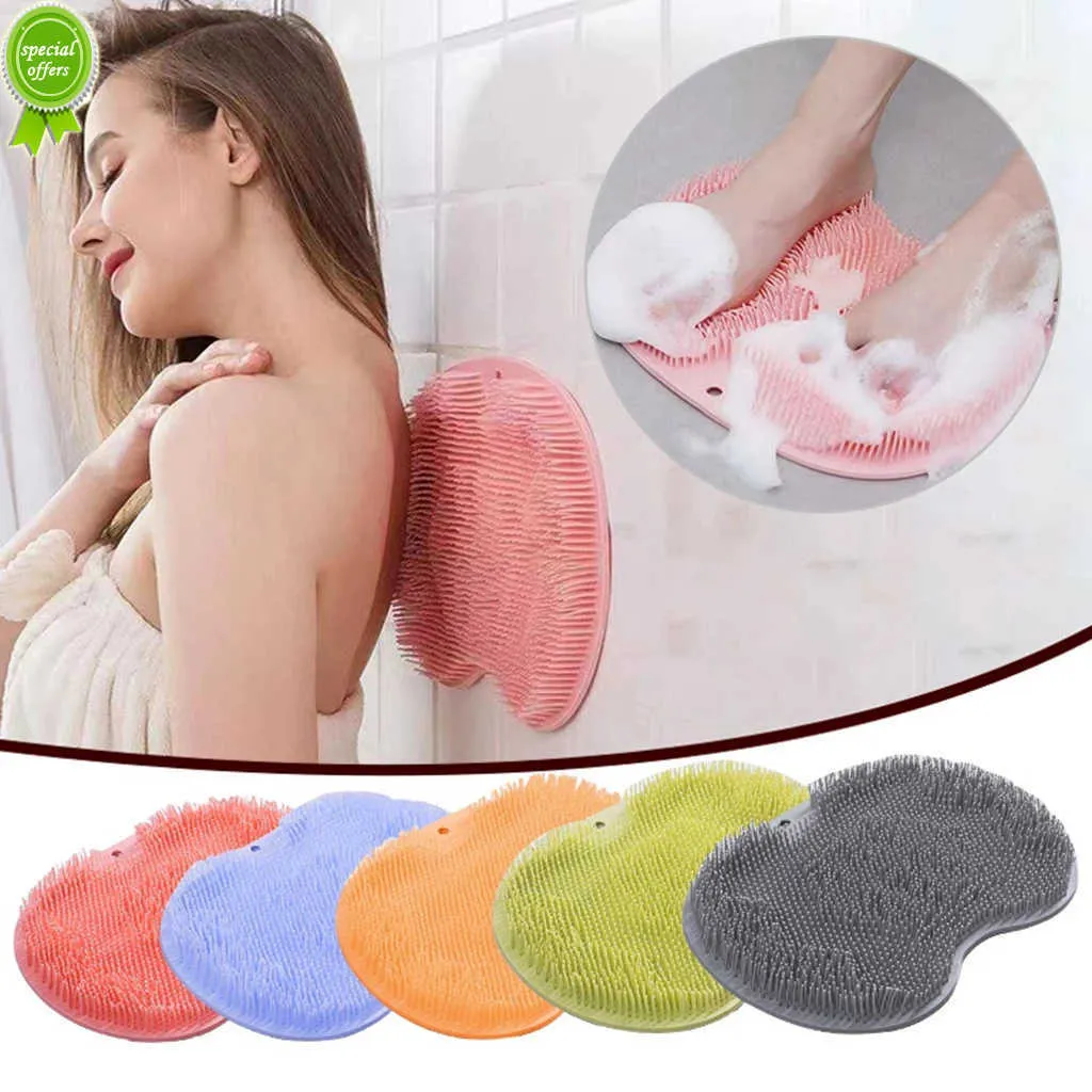 Nouvelle salle de bain douche exfoliante Massage grattoir tapis de bain antidérapant brosse de Massage du dos Silicone lavage des pieds nettoyage du corps outil de bain