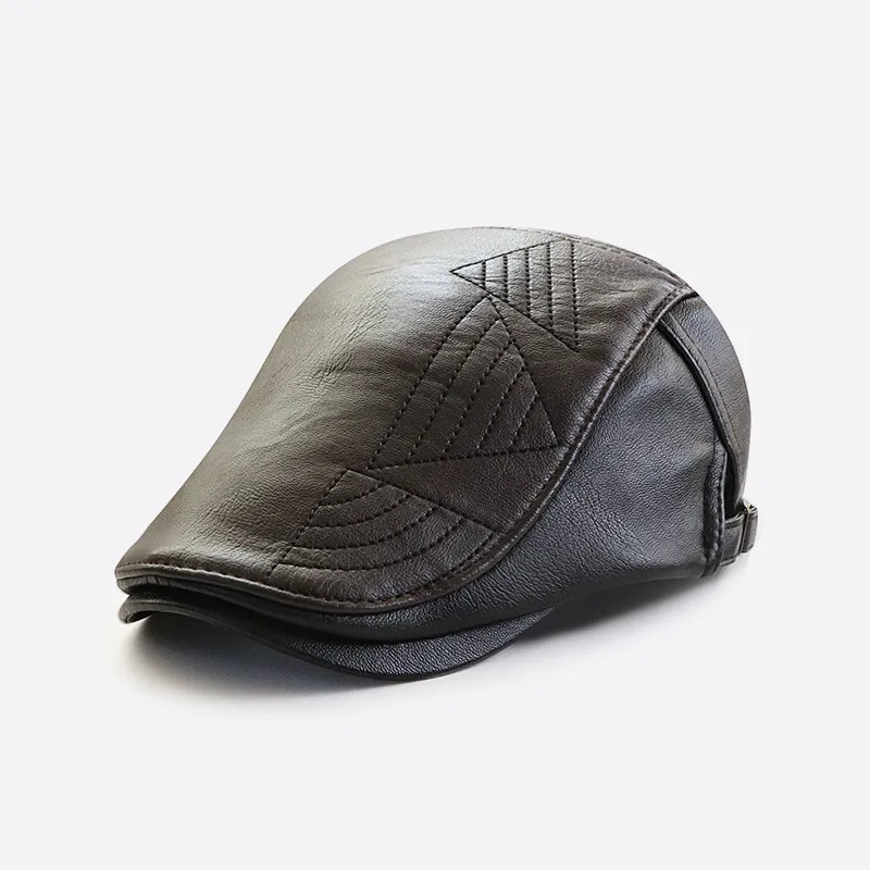 Cadeau pour papa grand-père 2022 hiver haut haut en cuir Ivy casquette avec doublure chaude homme gavroche chapeau mâle loisirs grande taille béret 55-60cm