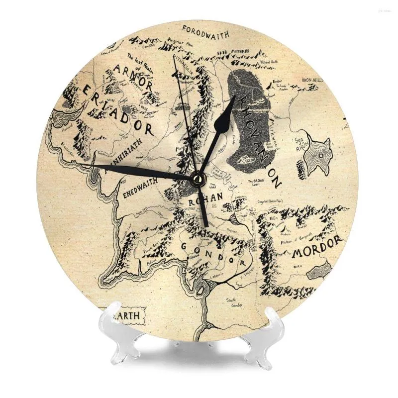 Orologi da parete Tolkien Map Middle Earth 2650 Orologi Decor Room Clock Panel Home Decoration