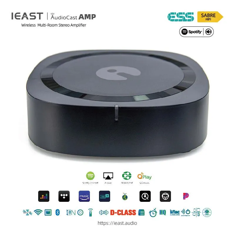 Mélangeur Ieast Audiocast Amp80 sans fil Wifi Bluetooth 5 amplificateur récepteur audio sans perte multi-pièces Airplay, Dlna, Upnp Spotify Tidal