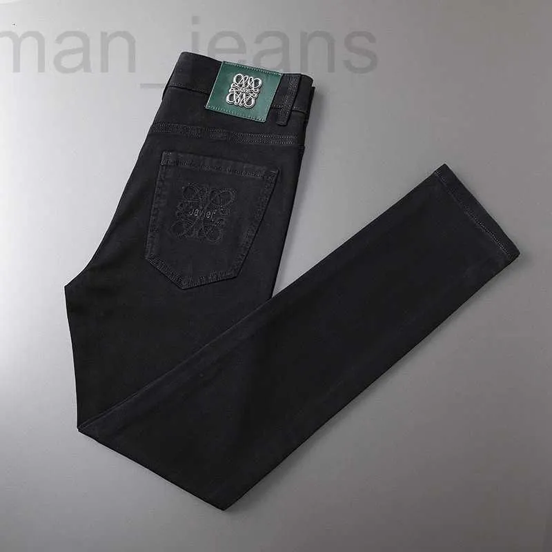 Мужские дизайнерские джинсы Slim 2023 Pure Black Spring New Elastic Fit Small Foot Trendy Pants 94HN