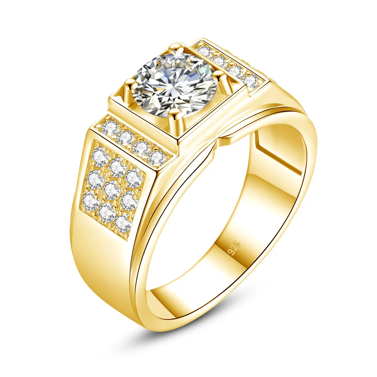 Nowy w rundzie 6,5 mm 1ct moissanite Pierścień Mężczyźni z certyfikatem oryginalny test diamentów 925 Srebrny trend biżuterii ślubnej