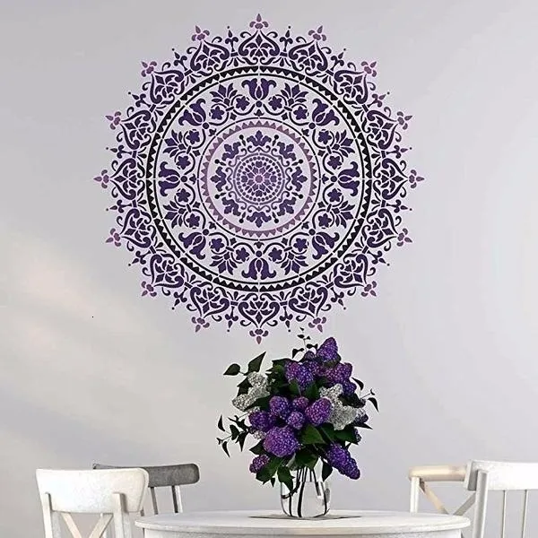 Outros acessórios de mesa Tamanho de 50 cm Faça você mesmo molde de mandala para pintar estênceis estampado álbum po cartão de papel em relevo na parede de tecido de madeira 230630