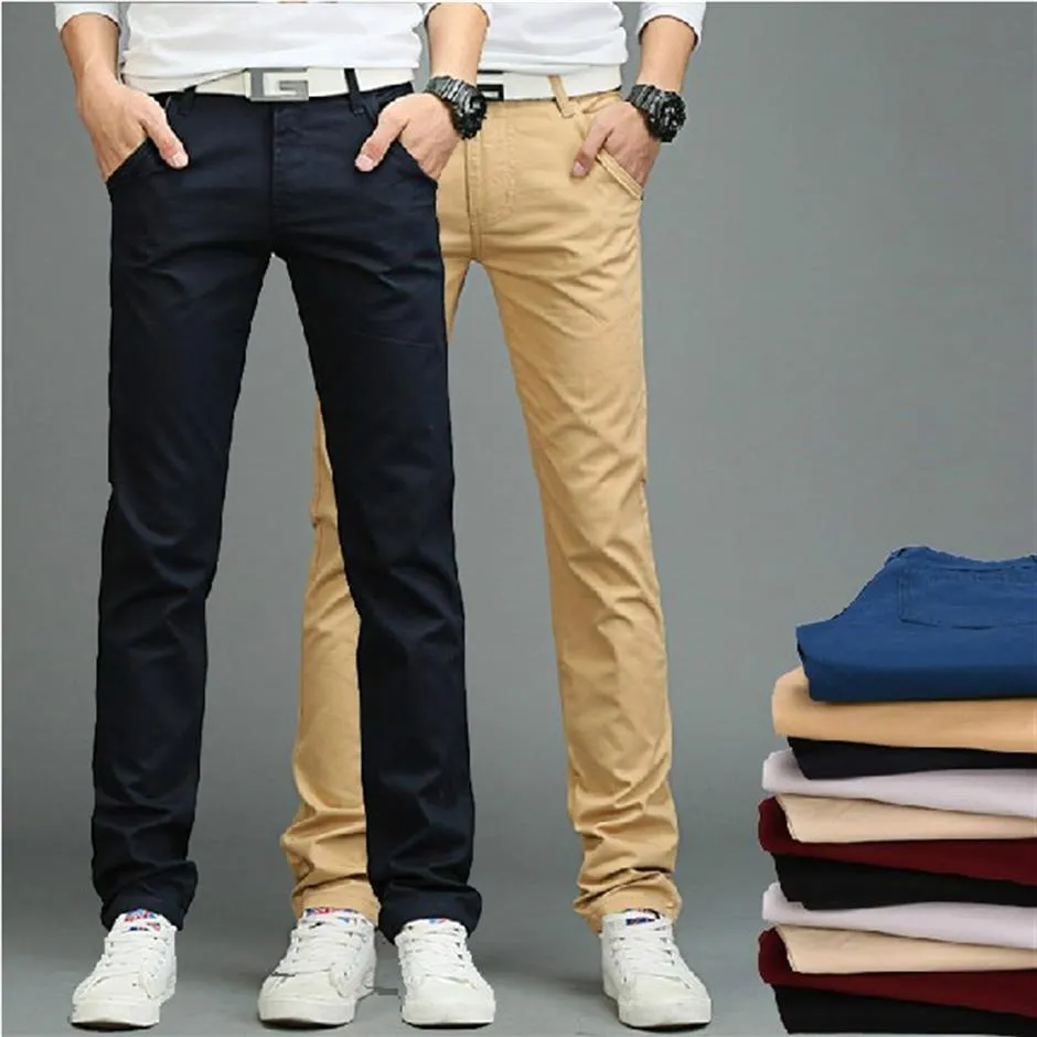 Whole- New Arrival Men Pants Men's Slim Fit Casual Pants Fashion Straight Dress Pants Skinny Smooth Full Length Trousers2433